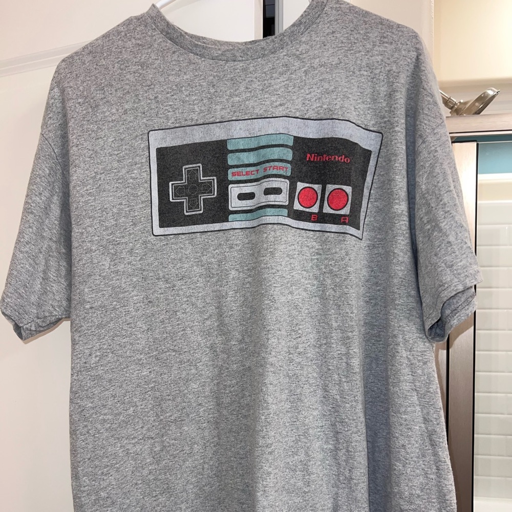 Nintendo Gray T-Shirt with Retro Controller Graphic